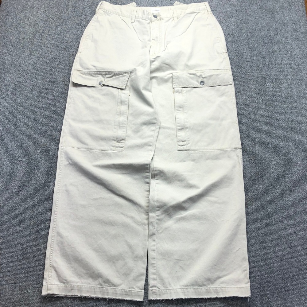Calvin Klein Jeans Mens 36 Off White Baggy Cargo Pants Cotton Cinch Back